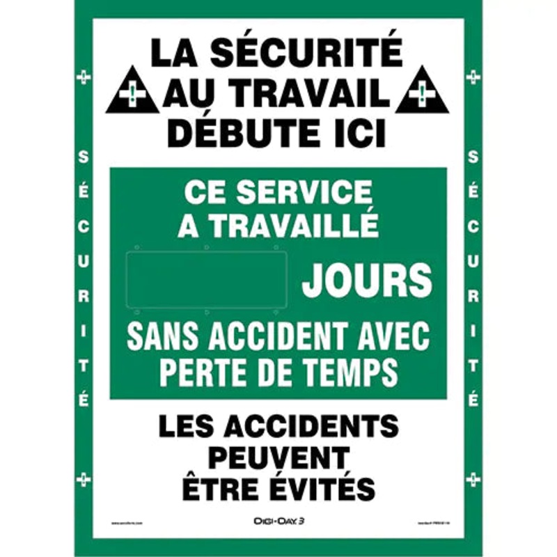 "Jours sans accident" Digi-Day 3 Electronic Signal Scoreboard - FRSCK110