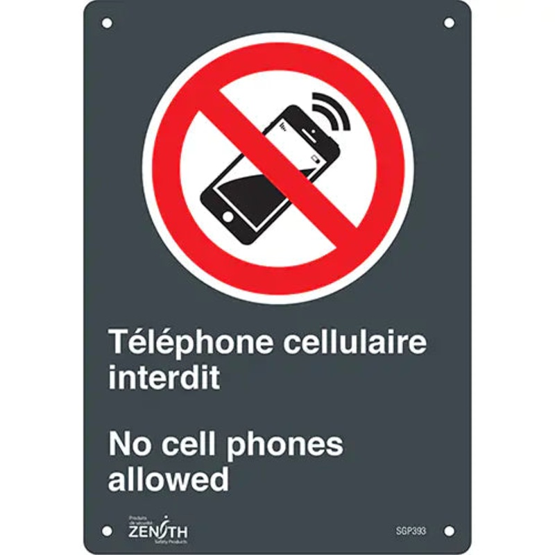 "Tlphone cellulaire interdit /No Cell Phones" Sign - SGP393