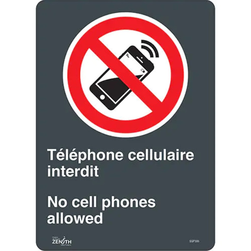 "Tlphone cellulaire interdit /No Cell Phones" Sign - SGP395