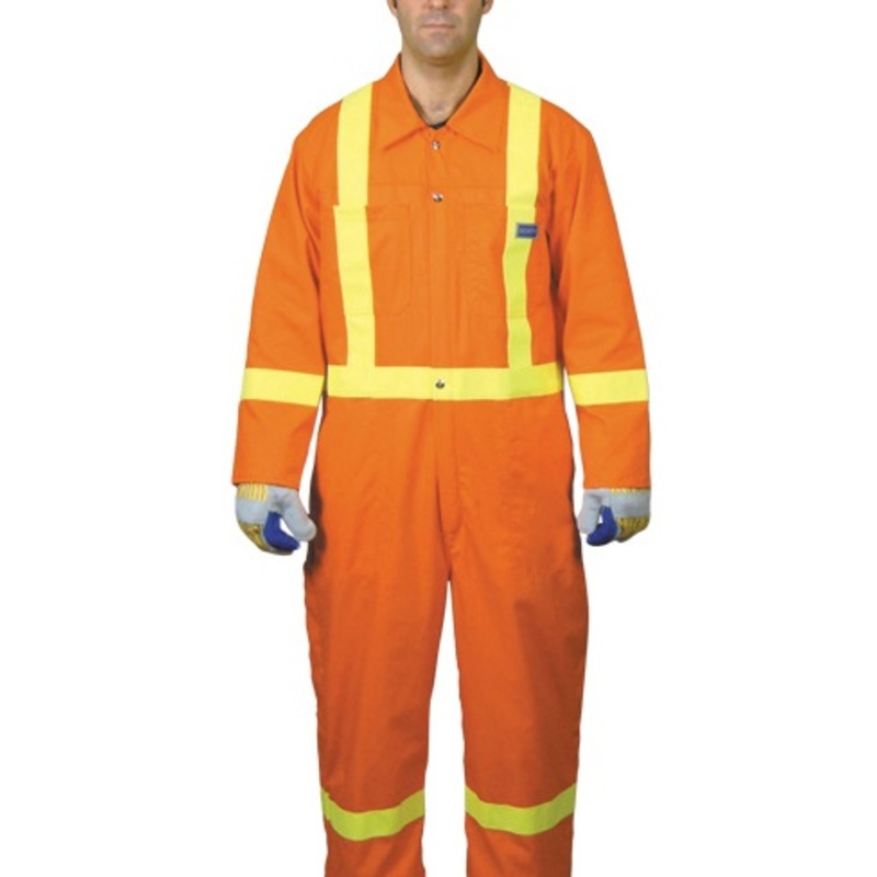 North Safety (399) TVCPC175/O/58 Orange Traffic coverall non-insulated, orange with 2" yellow North-Litereflective material. Class 2 (Class 3 w/bib pant). Chest Size: 58, Length: Regular