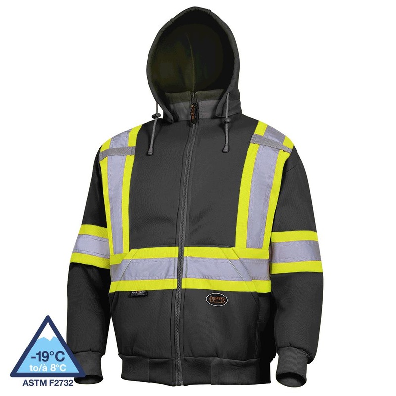 SureWerx (545) V1060471-2XL PIONEER Hi-Vis Polyester Fleece Hoodie - Zipper Closure - Black - 2XL - Model Number 6925BK