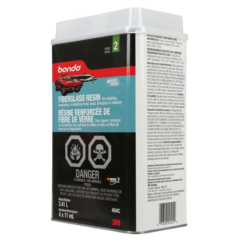3M (815) 404C Bondo Fiberglass Resin, 404C, 3 qt (3.4 l), 3M Stock No. 7100053794