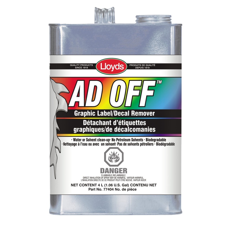 Lloyds Laboratories (947) 77404 Removes adhesive and residue from self adhesive stickers and applied graphics, 4 L can ( 1.06 gal)