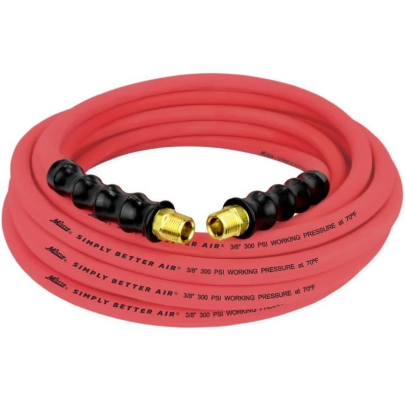 Milton (625) ULR383538 Milton 3/8" Ultra Lightweight Rubber Hose, 35' Air Hose w/ 3/8" NPT Male Inlet Thread Ends
