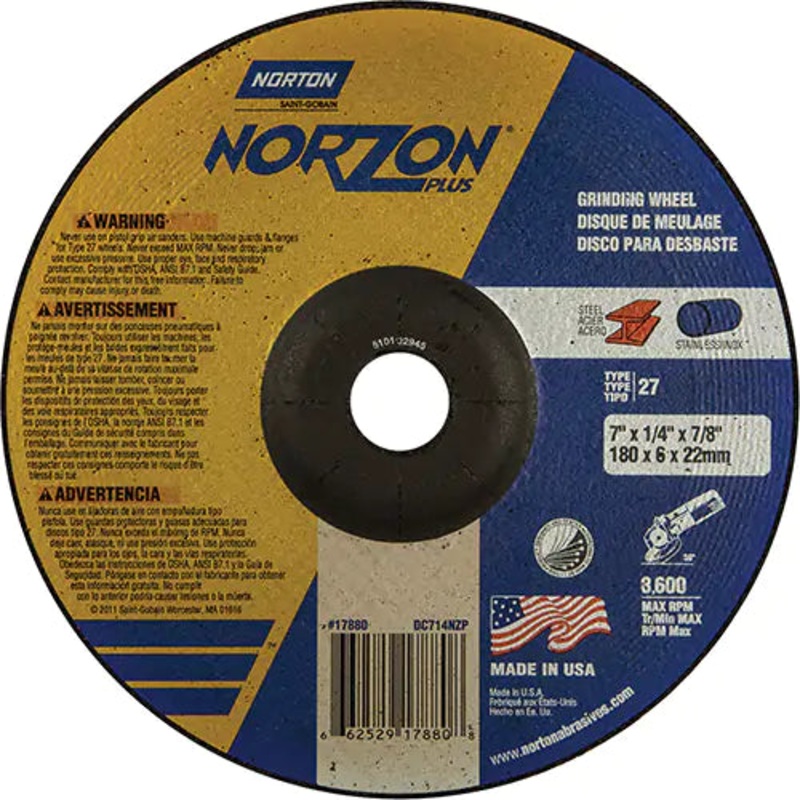 Norzon Plus Depressed Centre Grinding Wheels 7/8" - 66252917880
