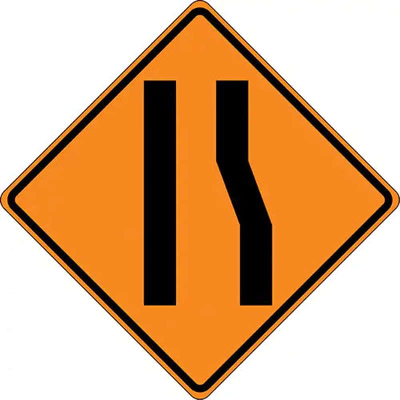 Tilt-Adjust Merge Left Roll-Up Construction Sign - FRC309FL