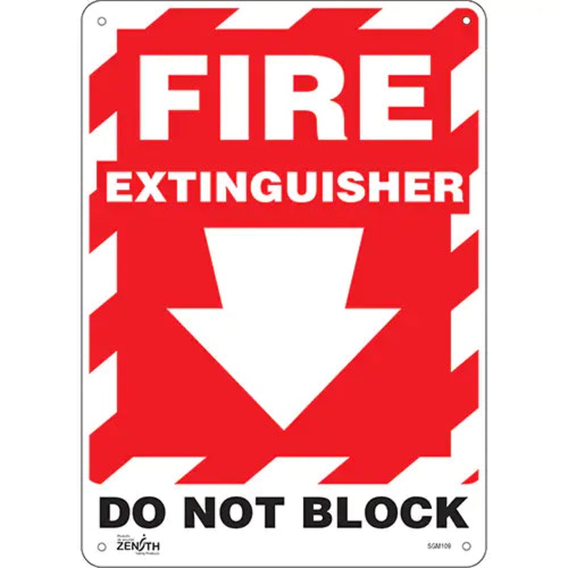 "Fire Extinguisher Do Not Block" with Down Arrow Sign - SGM109