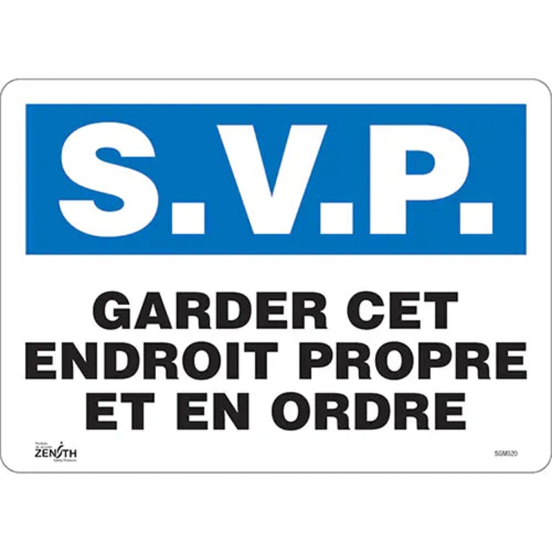 "Garder cet Endroit Propre" Sign - SGM520