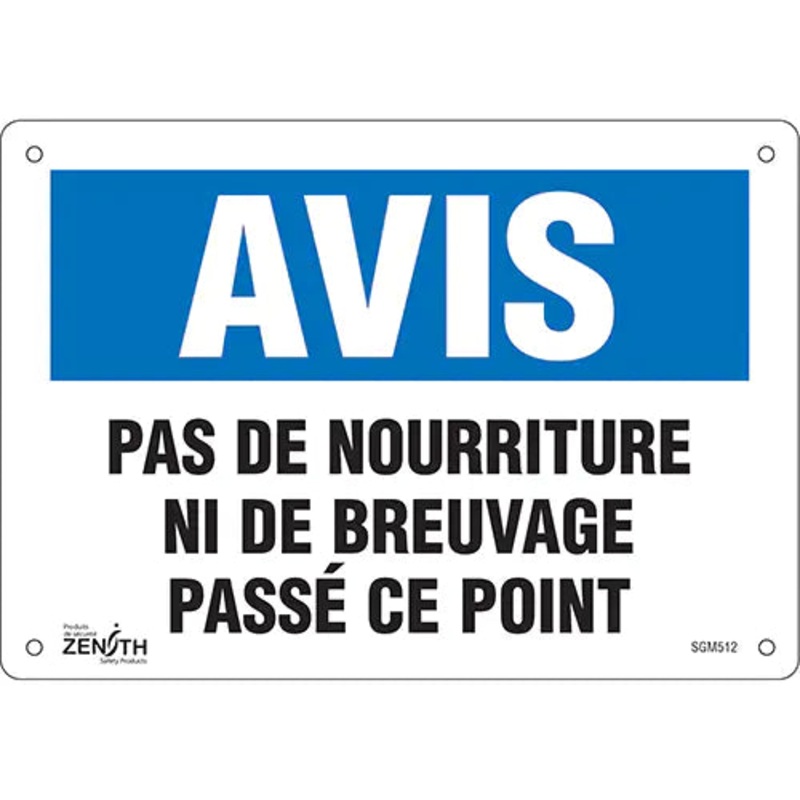 "Pas de Nourriture" Sign - SGM512