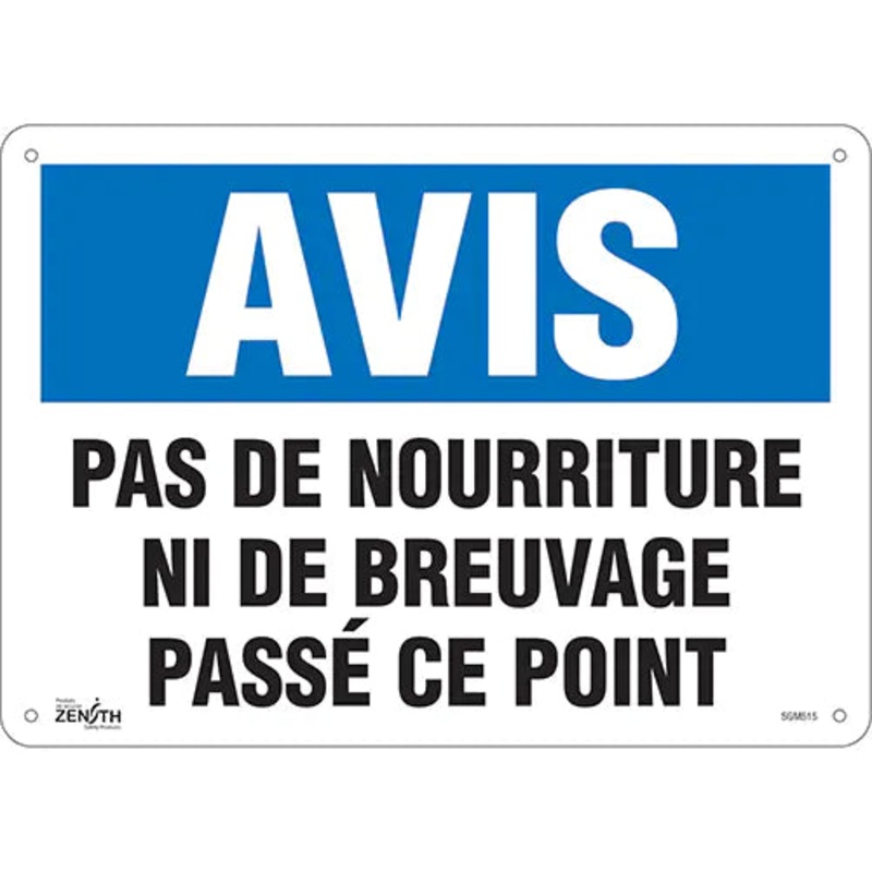 "Pas de Nourriture" Sign - SGM515