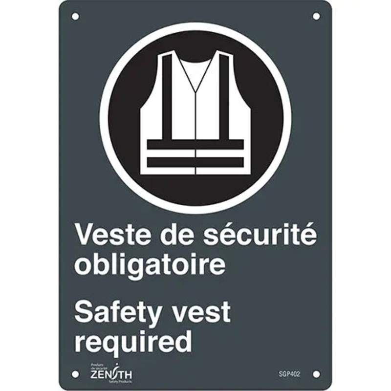 "Port du dossard obligatoire/Safety Vest Required" Sign - SGP402