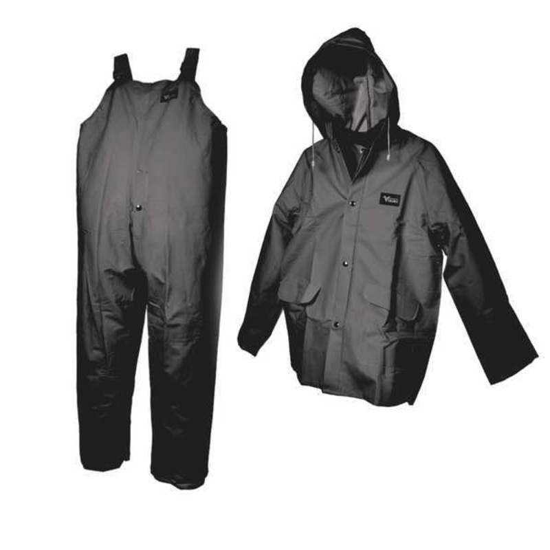 Viking (725) 2110BK-L Viking Handyman Rainsuit - Industrial quality of .35 Mil PVC/Polyester material specially treated to maintain flexibility