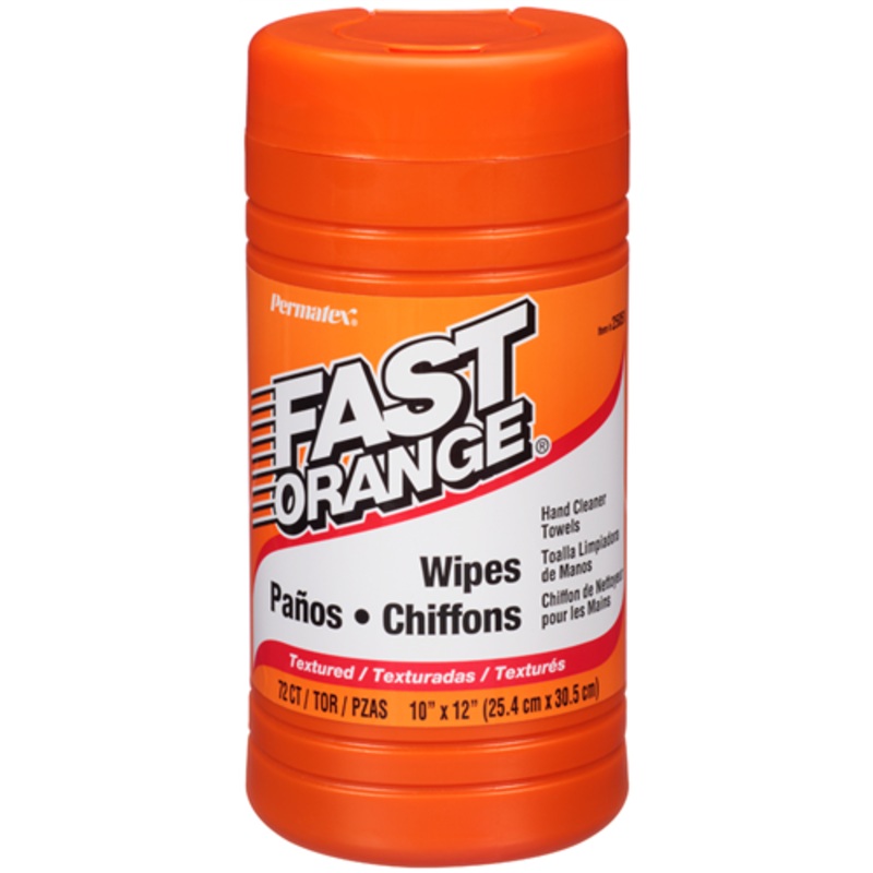 Permatex 25051 PERMATEX FAST ORANGE HAND CLEANER WIPES BUCKET, 72 WIPES