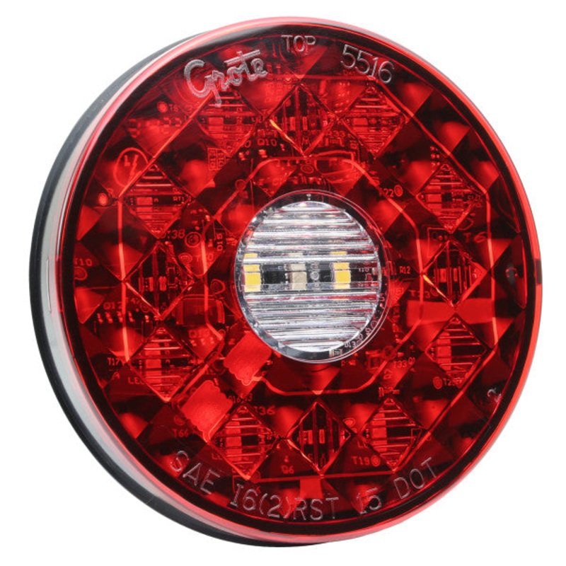 Grote (522) 55262 STT LAMP, 4IN, RED, LED, ROUND, HEATED, W/INTEGRATED BACK-UP, AMP CONNECTOR
