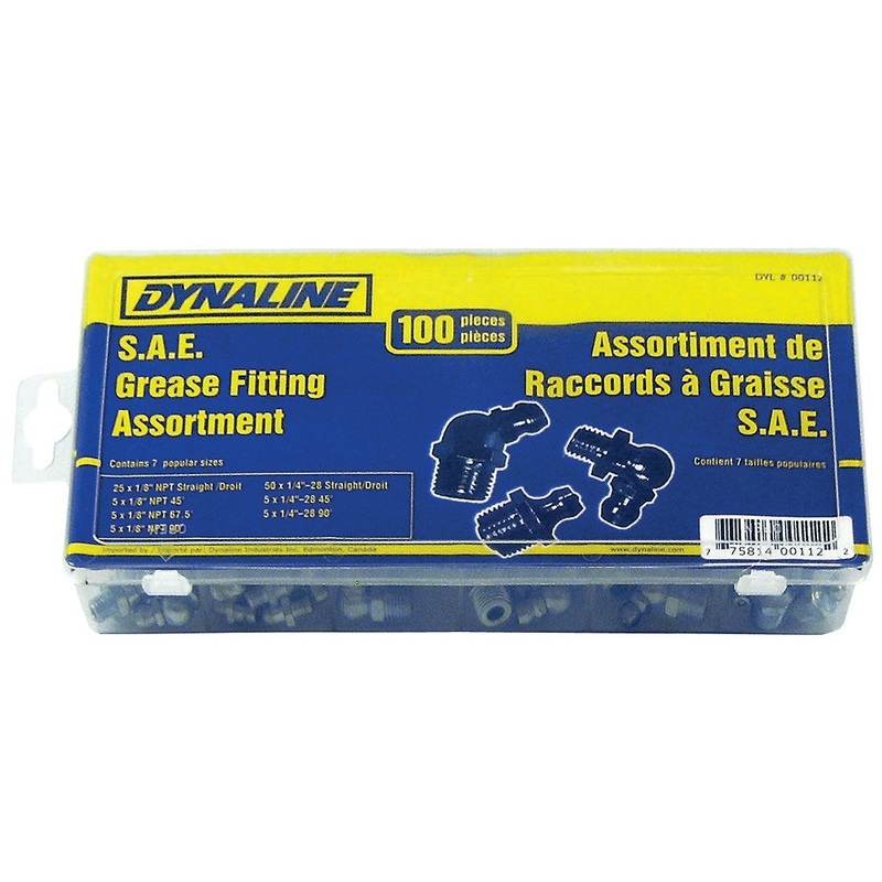 Dynaline 00112 S.A.E. Grease Fitting Assortm, 100 Pieces / 6 Sizes