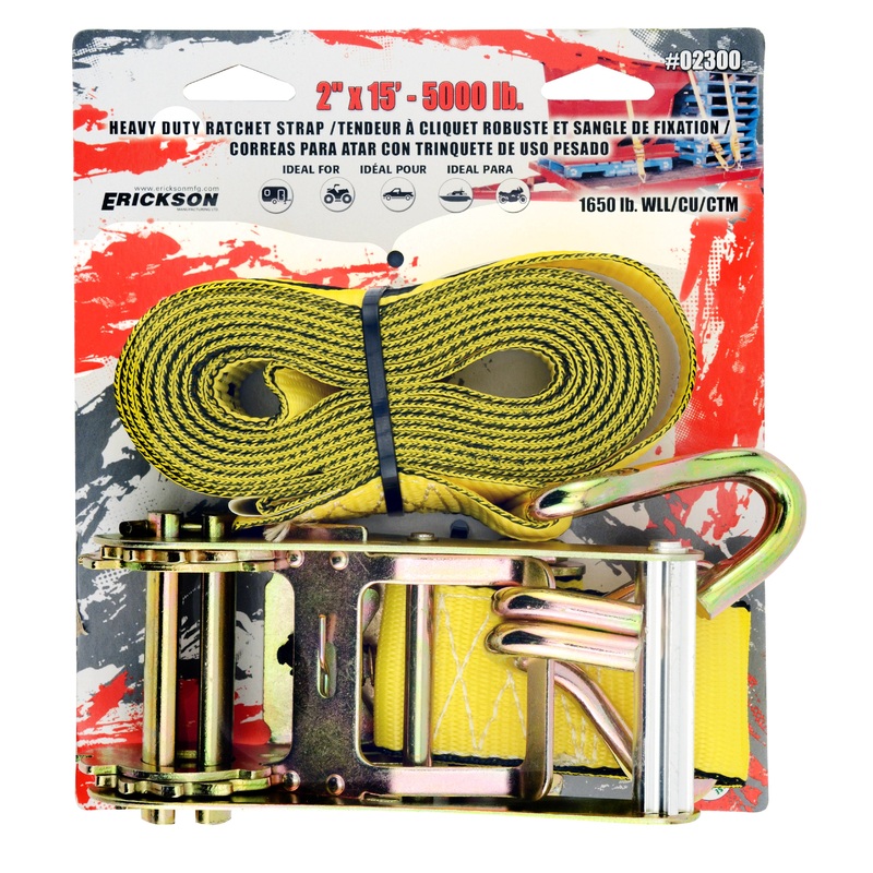 Erickson 02300 2"x15' 5000 lb Ratchet Strap Yellow