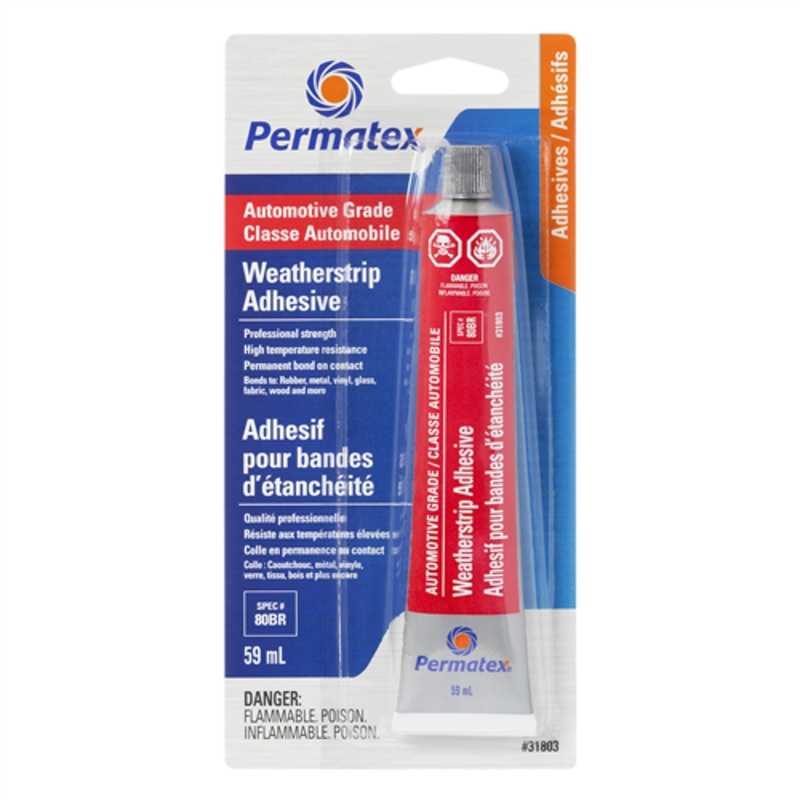 Permatex 31803 PERMATEX WEATHERSTRIP ADHESIVE, YELLOW 80BR 59ML CARDED TUBE