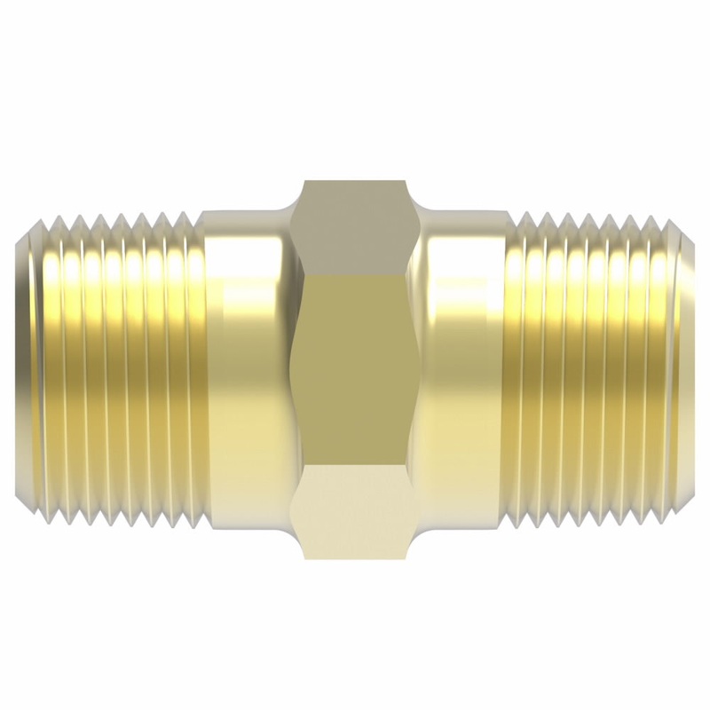 WHD 3325X8 BRASS PIPE HEX NIPPLE 1/2 MALE NPT