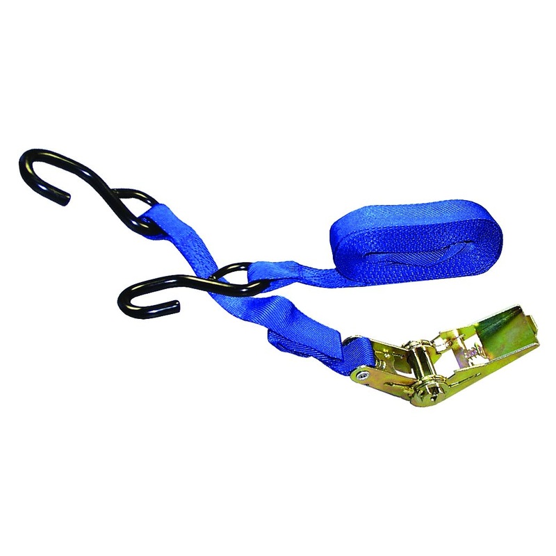 Dynaline 11183 Ratchet Strap 1 x 15' Blue, 1200 lb. Vinyl coated hooks