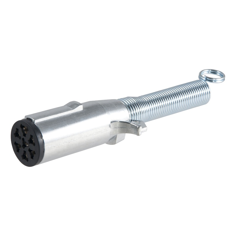 Curt (167) 58180 7-Way Round Connector Plug with Spring (Trailer Side)