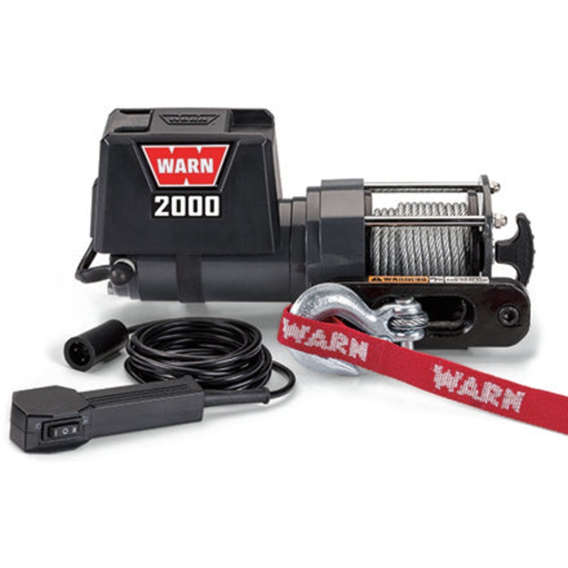 Warn 92000 Trailer Winch 12 Volt 2000 LB Cap 35 Ft Wire Rope