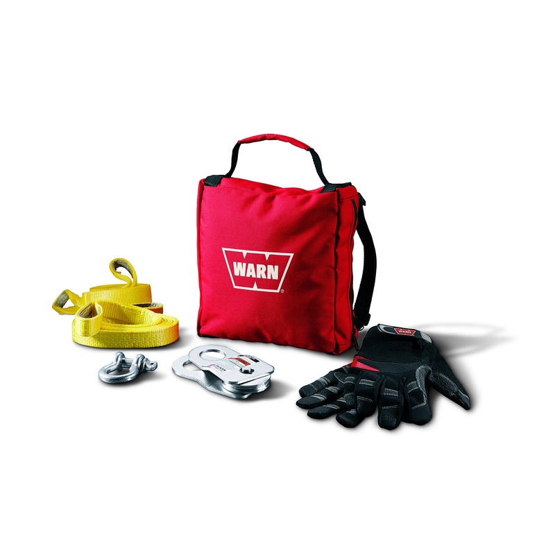 Warn 88915 Includes 9000 LB Snatch Block Tree Protectors 1/2 Inch D-Shackle Gloves Gear Bag