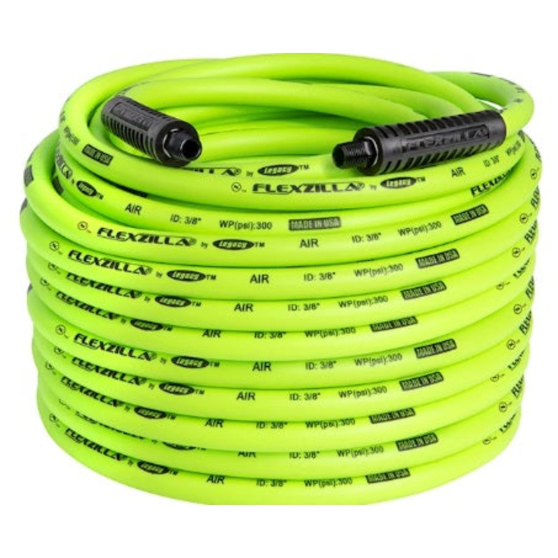 Flexzilla HFZ38100YW2-CA Flexzilla Air Hose 3.8" x 100 FT, 1/4" MNPT Fittings, Green
