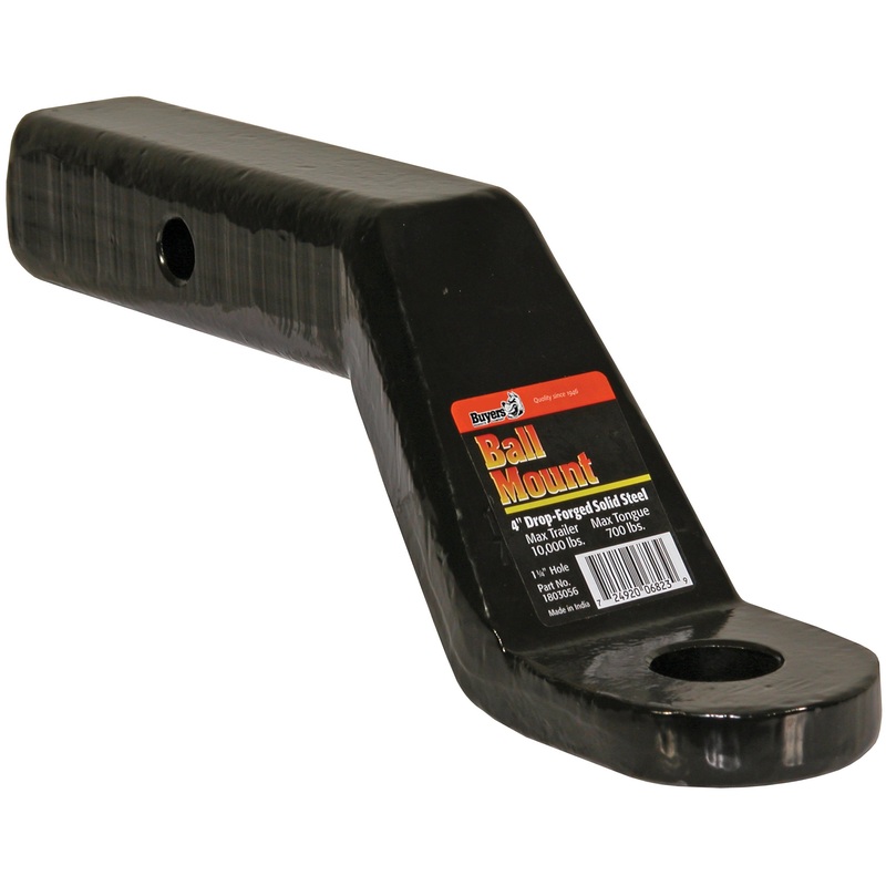 Buyers Products 1803056 2 Inch Heavy-Duty Ball Mount 4 Inch Drop x 7-7/8 Long Tube Black For 1-1/4 Hole