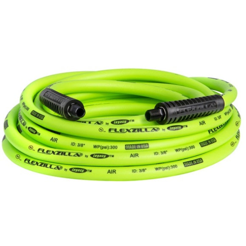 Flexzilla HFZ3825YW2-CA Flexzilla Air Hose, 3/8" x 25 FT, 1/4" MNPT Fittings, Green