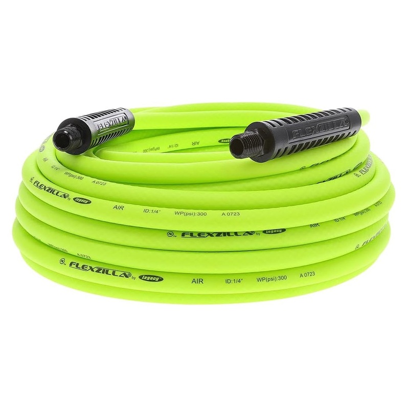 Flexzilla HFZ1450YW2-CA Flexzilla Air Hose 1/4" x 50 FT, 1/4" MNPT Fittings, Green