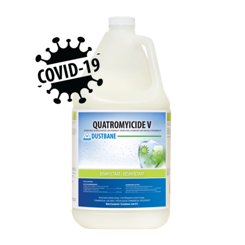 Dustbane 52898 Quatromyicide V Disinfectant, No Rinse Sanitizer, and Deodorizer, 4L